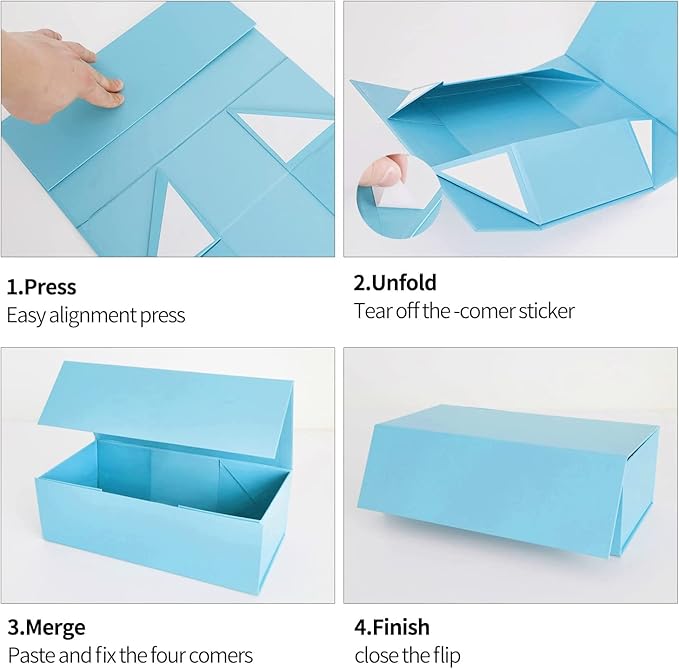 Gift Boxe 12" x 6" x 4" with Magnetic Closure Lid Gift Boxes for Presents,Bridesmaid Gifts Box,Cute Box,Birthday Gift box,Luxury for Gift Packaging, Magnetic Gift Box for Wrapping Gifts (Blue/5PCS)