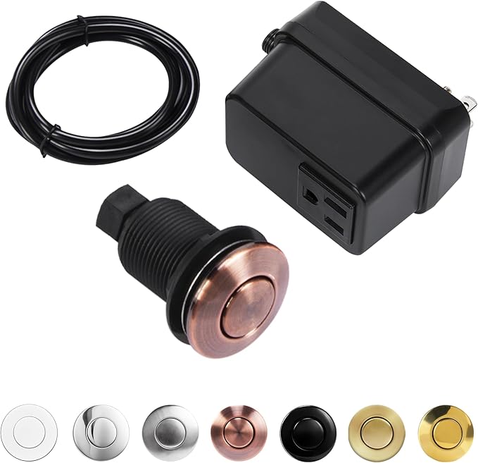 Garbage Disposal Switch, Cordless Air Switch Kit for Food Waste Disposer, Copper Chrome, SHORT 2" Sink Top Push Button by CLEESINK