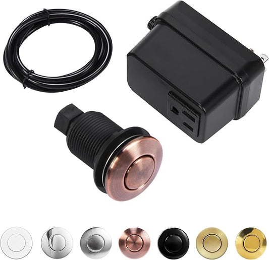 Garbage Disposal Switch, Cordless Air Switch Kit for Food Waste Disposer, Copper Chrome, SHORT 2" Sink Top Push Button by CLEESINK