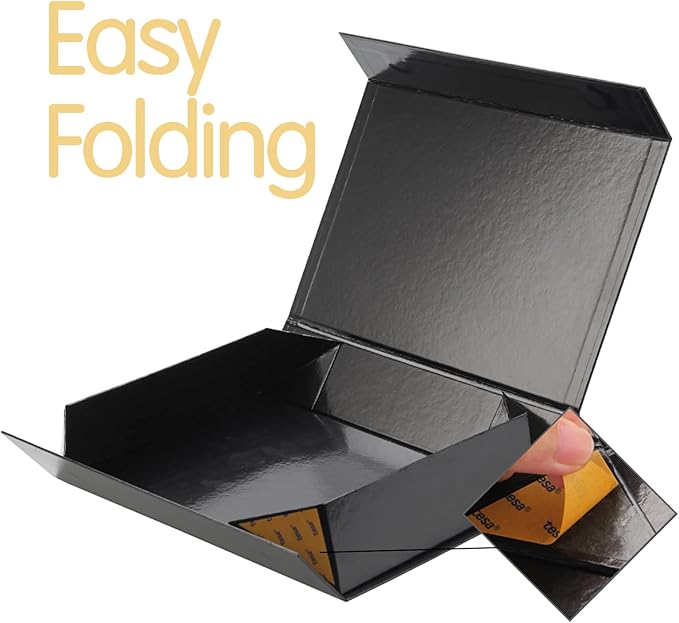 Gift Boxes Black 11x7.8x2.3 Inches, Magnetic Gift Boxes with Lids for Presents (5 Pack)