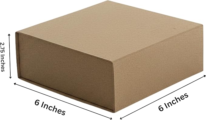 CECOBOX - Gift Boxes with Lids for Presents 6"x6"x2.75" - Matte, Collapsible Magnetic Closure Gift Box - Groomsmen & Bridesmaid Proposal Boxes, Wedding, PR, Birthdays, Holidays (Kraft)