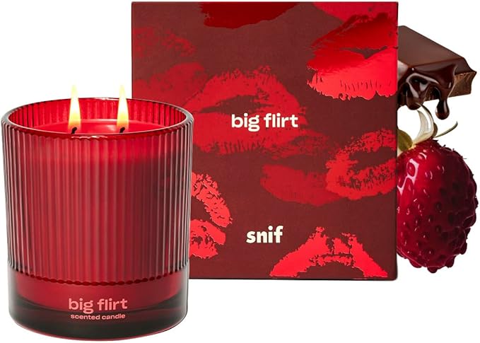 Big Flirt Luxury Scented Candle by Snif, Valentine's Day Candle, 50+ Hours, 100% Cotton Fiber Wicks, Soy Wax Blend, Non-Toxic, Vegan, 8.5 oz