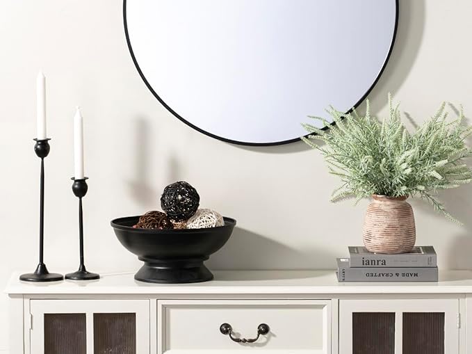 Ceramic Small Flower Vase, 6“ Rustic Farmhouse Vases Home Decor, Short Pottery Decorative Pampas Vase for Table Living Room Entryway Mantel Bookshelf Bedroom Bathroom Kitchen-Rustic