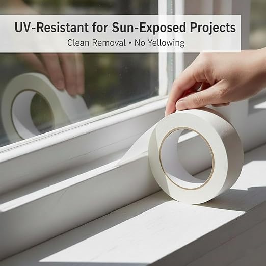 SWRT Masking Tape 1 inch x 55 Yards x 24 Rolls (1320 Total Yards), Adhesive Painting Tape Bulk for General Purpose Beige White Color for Painting, Crafting, School Stationery, Arts, Home Use etc