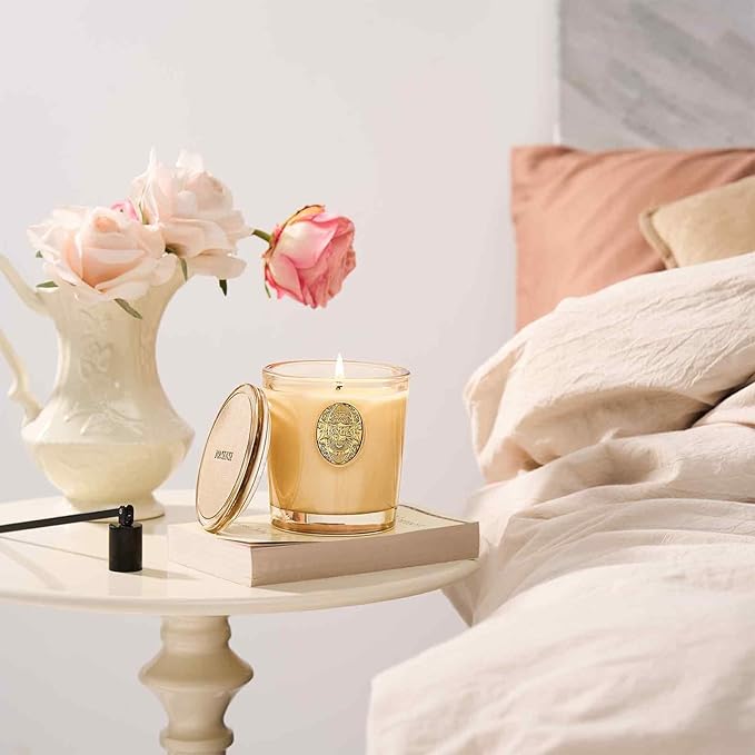 M&SENSE Natural Soy Candle | Banana Leaf & Gold | 9.2 oz, 50H Burn Time | Luxury Scented Candle for Relaxation, Gifting, Home Décor | Ideal for Bedroom, Office, Party Ambiance