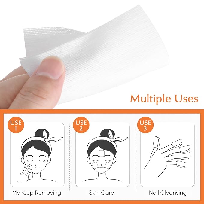200pcs Makeup Remover Pads - 3. 9inch Reusable Facial Cleansing Pads Non-woven Makeup Removal Wipes for Daily Skincare