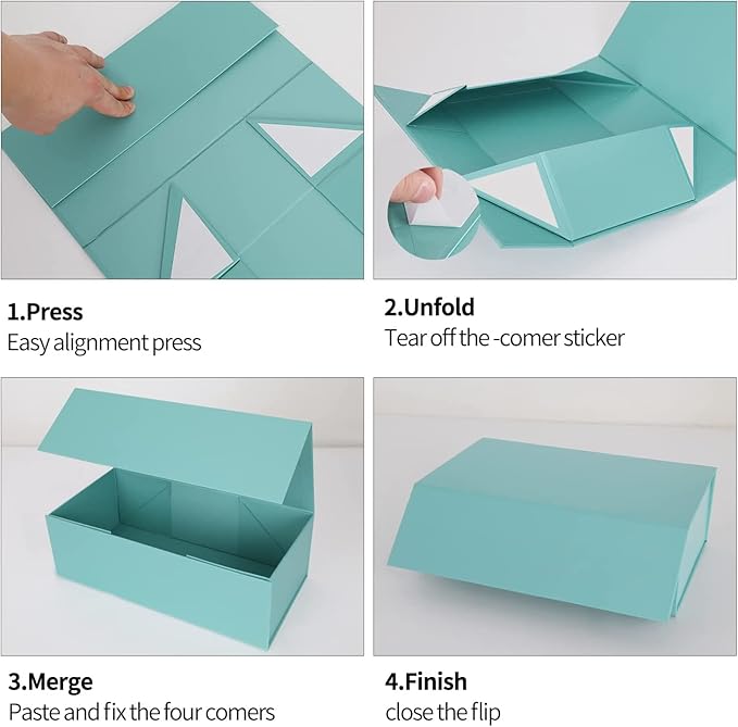 Gift Boxe 12" x 6" x 4" with Magnetic Closure Lid Gift Boxes for Presents,Bridesmaid Gifts Box,Cute Box,Birthday Gift box,Luxury for Gift Packaging, Magnetic Gift Box for Wrapping Gifts (Light Blue/5PCS)