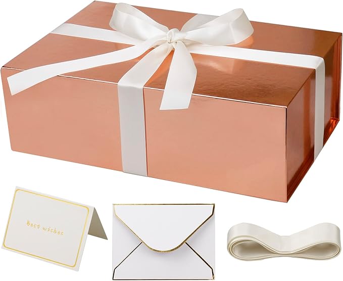 YINUOYOUJIA Large Gift Boxes with Magnetic Lid (rose gold, 1 Count (Pack of 1))