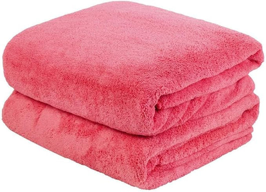 JML Microfiber Bath Towels, 2 Pack, 30"x60"- 350GSM High Density Fleece Towel Set for Luxury Hotel & SPA, Shower, Pool, Yoga, Suana - Large, Super Soft, Absorbent, Lint-Free, Coral Pink
