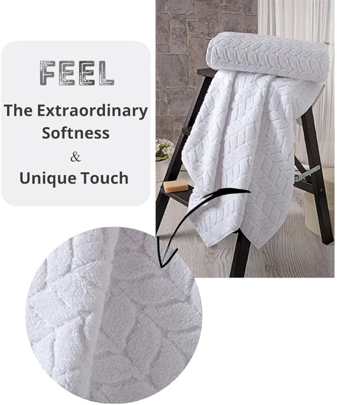 BAGNO MILANO Turkish Bath Towels, Soft Plush Jacquard Luxury Bath Towels, Quick Dry Towel Set (Lavender, 4 Pcs Hand Towel Set)