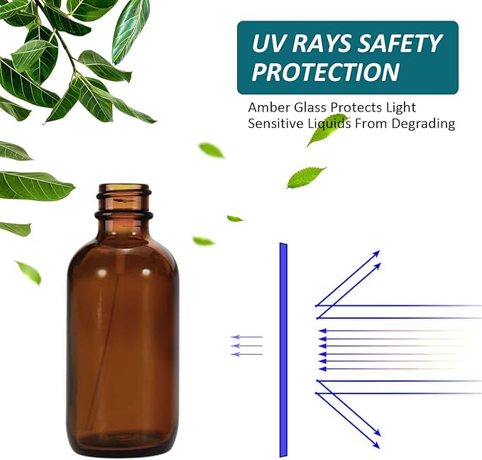 4 oz Amber Glass Spray Bottles for Essential Oils, Small Empty Fine Mist Spray Bottle,4 Pack with Funnel Dropper