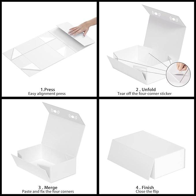 White Gift Box, 9.5x6x3'' Gift boxes for Presents with Lids Magnetic Closure Rectangle Collapsible for Bridesmaid Proposal Box, Wedding, Christmas, Halloween, Birthday Gift Packging