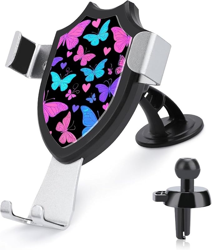 Universal Hands Free Automobile Cell Phone Holder, Phone Mount for Car Dashboard Air Vent Windshield Trippy Goth Magic Butterfly