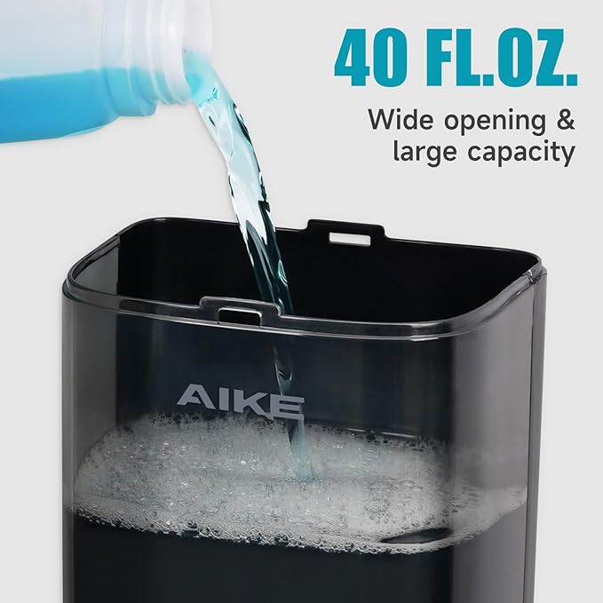 AIKE Wall Mount Liquid Soap Dispenser for Commercial Bathrooms,Offices,Restaurants 40 oz Large Capacity AK1007,Black