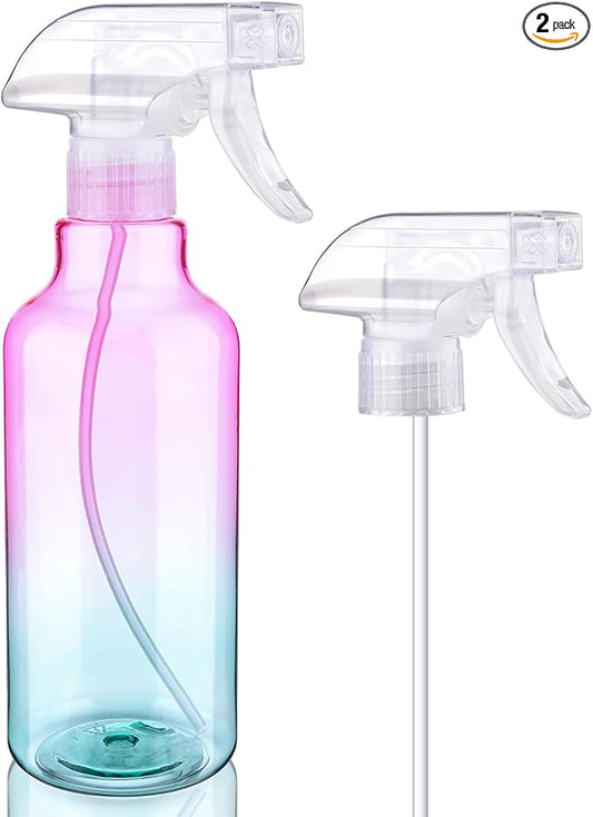 Spray Bottles Plastic Spray Bottle for Hair Mist/Stream Heavy Duty Empty Spray Bottles for Cleaning Solutions, Plants, Cooking (16.9oz-Gradient+nozzle)
