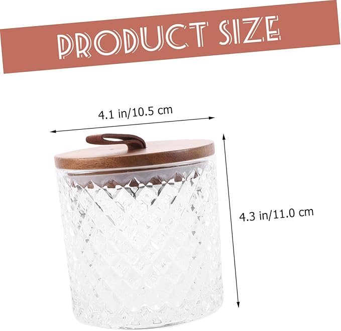 Wood Lid Glass Food Storage Jar Airtight Flour Tea Canister for Kitchen Pantry Organization