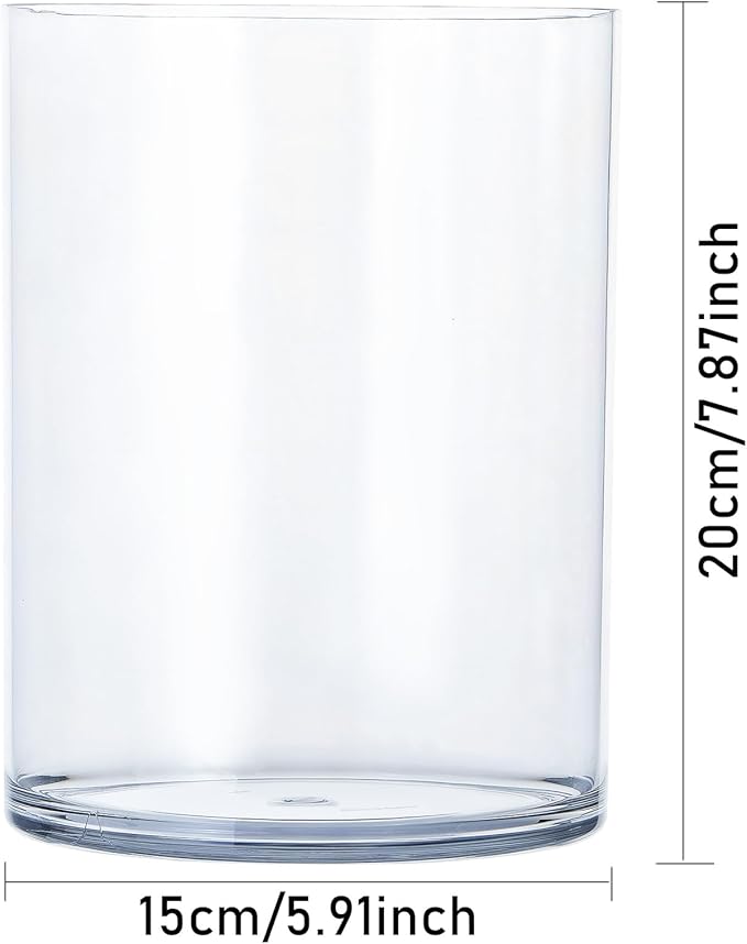 Clear Acrylic Flower Vase Centerpiece，Acrylic Cylinder Vase Decorative Wide Mouth for Flower, Plastic Flower Vases for Home，Office，Wedding Party,5.9x7.9in