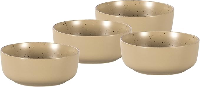 HomeVSS 20-Piece Dinnerware Set - Serves 4, Matte Beige Glaze plates and bowls sets with Speckle Effect for Microwave & Dishwasher Safe