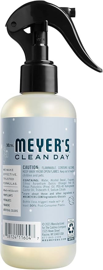 MRS. MEYER'S CLEAN DAY Room and Air Freshener Spray, Non-Aerosol Spray Bottle Infused with Essential Oils, Snowdrop, 8 fl. oz