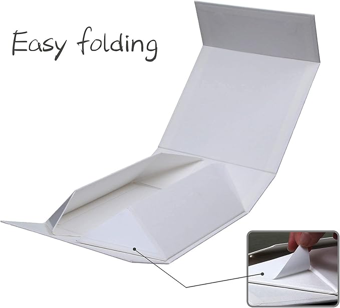 Rsgift White Gift Box with Lid, 7.8x7x3.1 Inches(Inside size:7.4x6.8x3 inches), Magnetic Closure Small box for Men - Wedding, Birthday, Graduation Packaging