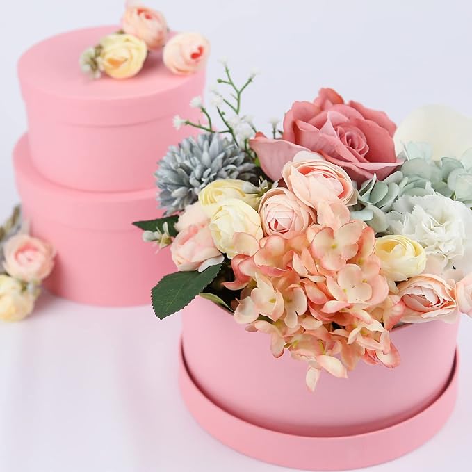Luxury Nesting Gift Boxes - Pink with Lids, 4 Pack, Small, 17ft Ribbon for Bridesmaid, Valentines, Mother's Day, Graduation