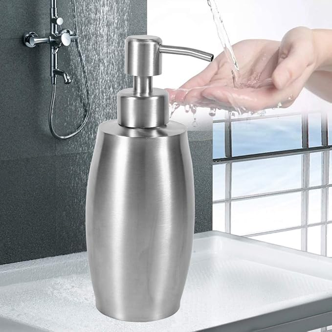 304 Stainless Steel Soap Dispenser, Pump Dispenser Bottle Refillable Liquid Hand Dish Soap Pump Bottle for Countertop Bathroom Kitchen