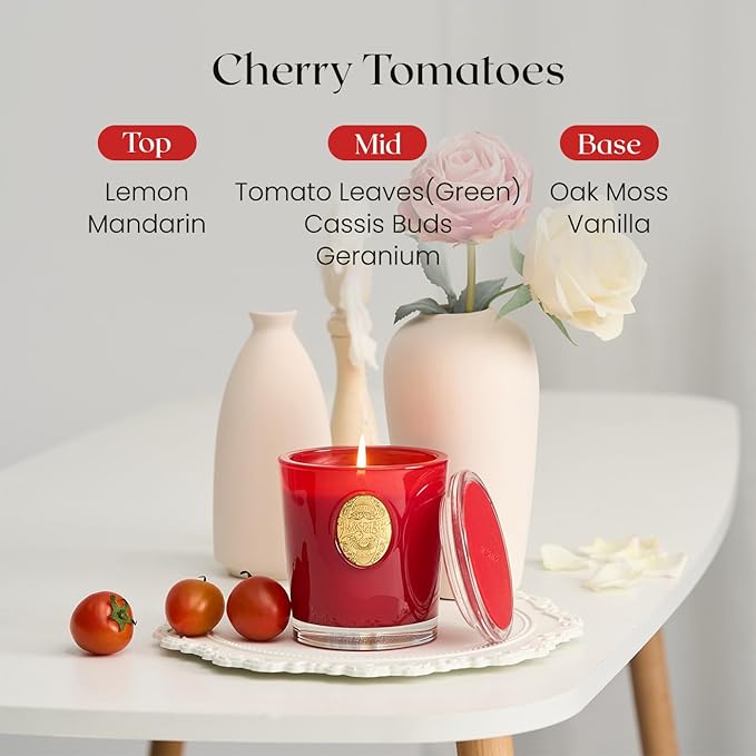 M&SENSE Natural Soy Candle| Cherry Tomatoes Red | 10.2 oz, 55H Burn | Luxury Scented Candle for Relaxation, Gifting, Home Décor | for Bedroom, Office, Party
