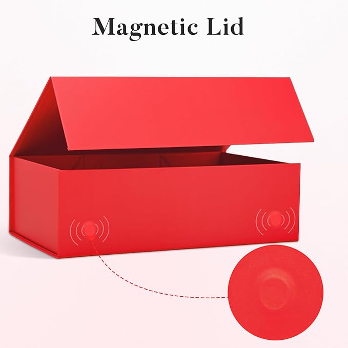 LIFELUM Large Gift Box 14"x8.5"x4.5" Christmas Gift Boxes with Lids for Presents for Anniversary Wedding Proposal Birthday Gift boxes with Shredded Filler Card Ribbon