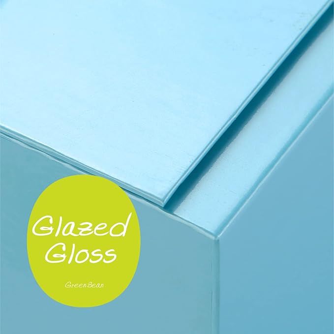 GREEN BEAN Gift Box 11x7.8x2.3 Inches, Baby Blue with Lid for Presents, Magnetic Closure, Shirt Gift Box for Clothes (Glossy Metallic Baby Blue, Polka Dot Design Inside)