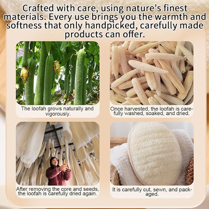 Natural Loofah Exfoliating Body Scrubber Loofah Bath Sponge, Luffa for Women and Men, Dishcloth Kitchen Cloth,100% Biodegradable Compostable, Dye Free (4 Pack) (M)