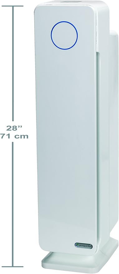 GermGuardian Air Purifier for Home with HEPA Pure Filter, for Wildfire Smoke, Pet Dander, Pollen, Odors, Large Rooms Up To 870 Sq. Ft., Removes 99.97% Pollutants, UV-C Light, 28", AC5350W, White