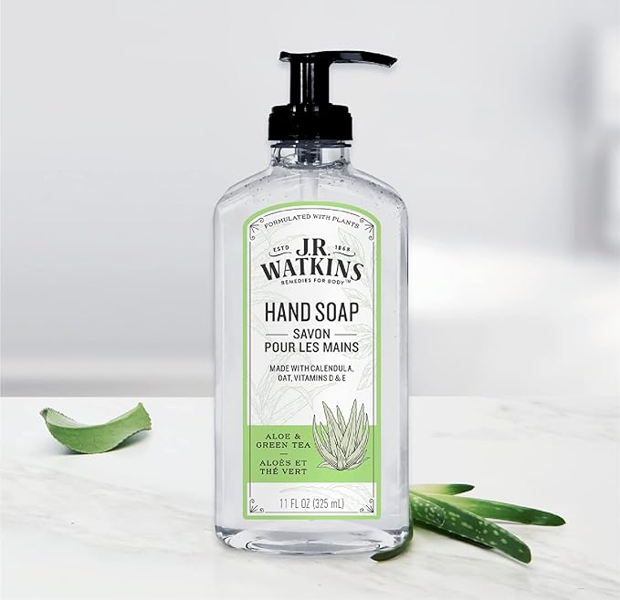 J.R. Watkins Gel Hand Soap, 3 Pack of 11 Fl Oz, Aloe & Green Tea