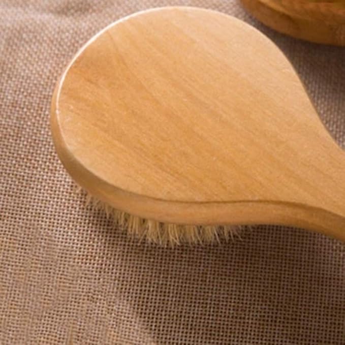 Dry Bath Body Brush 12.6", Long Handle Natural Bristles Shower Brush Back Scrubber with Anti-Slip Wooden Handle, Good for Exfoliating, Blood Circulation, Detox and Cellulite, etc.