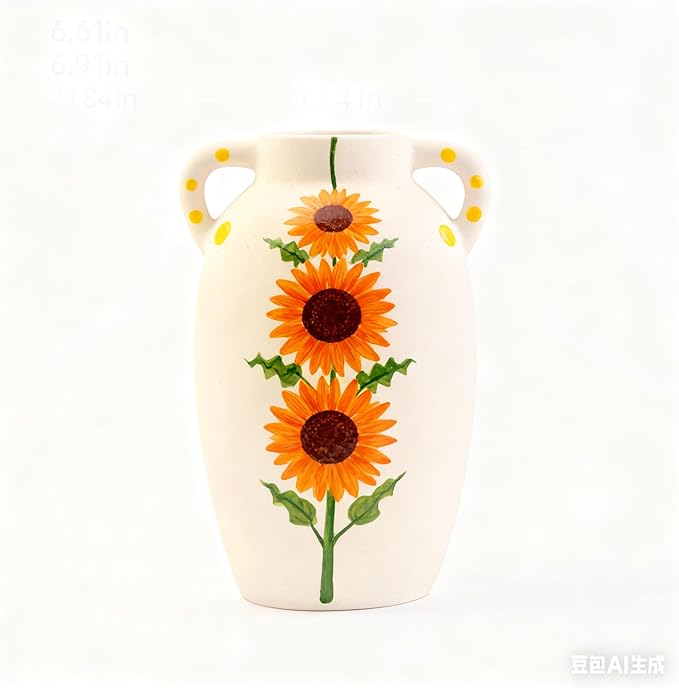 Plain Beige Ceramic Vase for DIY Painting - Customizable Handmade Pottery, Blank Canvas for Flower Arrangements, Home Decor, Wedding & Office Decoration (6.61L x 5.91W x 9.84H)