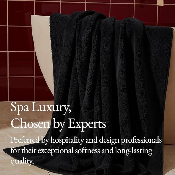 Italic Ultraplush 100% Australian Cotton Towels - Set of 2 Luxury Bath Towels, Quick Dry Plush and Absorbent, Heavy Duty Large Bath Towels, 800GSM Towels for Bathroom & Spa (Black)