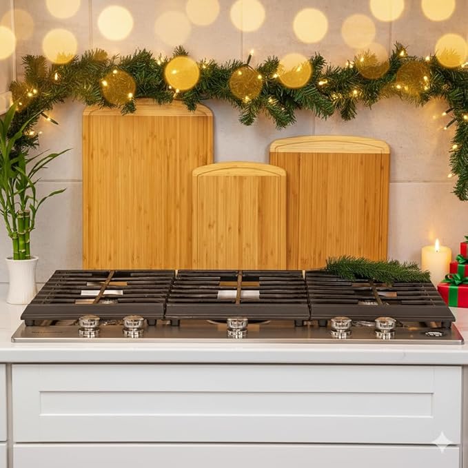 Organic Bamboo Cutting Boards for Kitchen Set of 3 with Lifetime Replacements – Premium Extra Large Wood Chopping Boards with Juice Grooves for Carving & Serving, Non-Toxic & Durable by Greener Chef