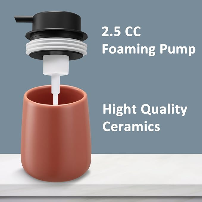 Soap Foaming Dispenser Ceramic with Easy-to-Press Pump Hand Foam Dispenser for Shampoo Bathroom Kitchen 12 oz