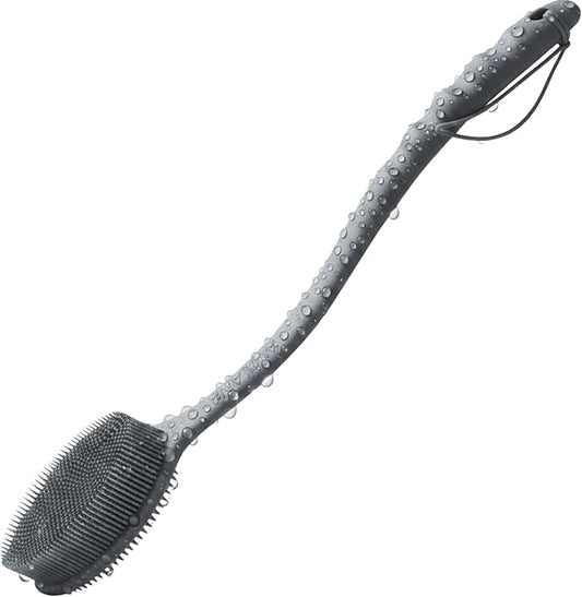 Long Handle Back Scrubber for Shower - 19 inch Extended Reach Silicone Body Brush - Avilana Bath Scrubber Extended Reach Tool - Easy Grip Body Wash Brush Gift