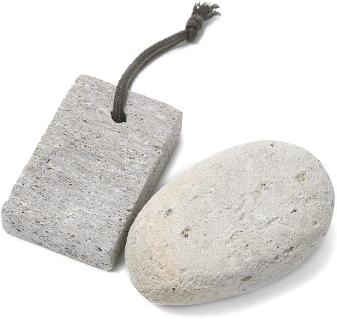 Pumice Stone, Natural [Made in Japan] Ergonomic Shape, Extra Fine Texture, Hard & Cracked Skin Callus Remover for Men, Women, Kids and Gifts.(2pcs Set(Coarse/Fine Smooth))