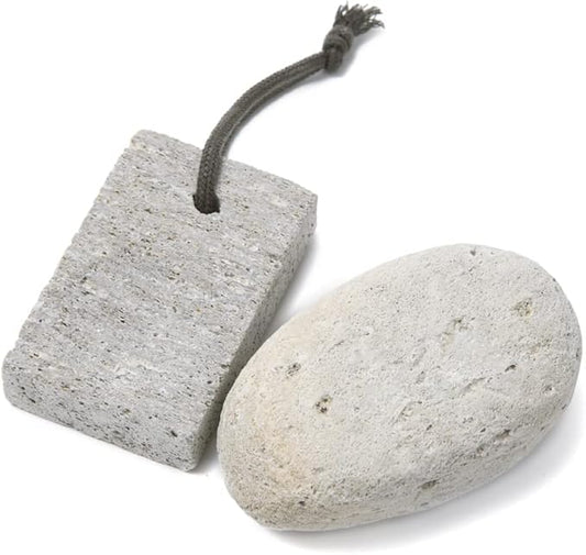 Pumice Stone, Natural [Made in Japan] Ergonomic Shape, Extra Fine Texture, Hard & Cracked Skin Callus Remover for Men, Women, Kids and Gifts.(2pcs Set(Coarse/Fine Smooth))