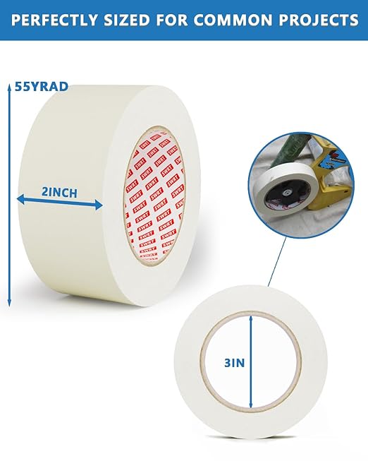SWRT Masking Tape 2 Inche Wide × 55Yds– 4 Roll Bulk Pack (220 Yards Total), Strong Adhesive, Easy Tear, Clean Removal, White Painter’s Tape for Painting, DIY, Crafts, Home & Office