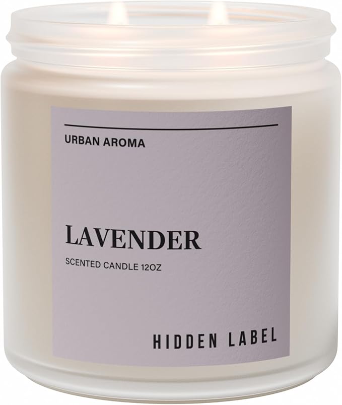 Hidden Label Lavender Scented Candle, 12oz 2 Wick Natural Candles Soy Non Toxic, Clean Burning Long Lasting Aromatherapy for Home Scented | Gifts | Décor,Premium Scents for Relaxation & Stress Relief