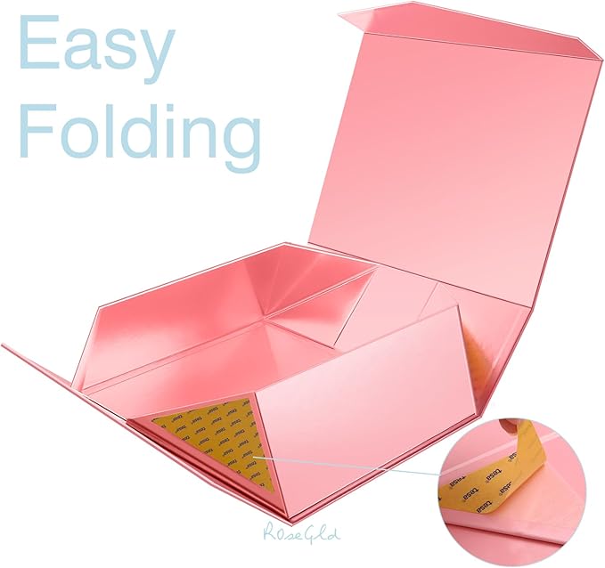 ROSEGLD Extra Large Gift Box 20x16x7.2 Inches, Giant Pink Magnetic Gift Box with lids for Presents, Bridesmaid Proposal Box (Glossy Pink)