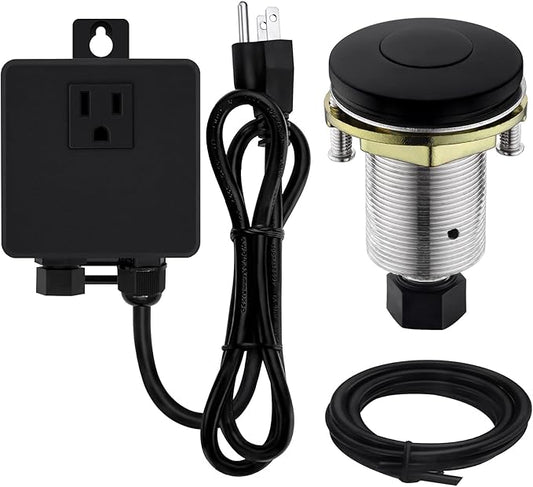Garbage Disposal SinkTop Air Switch Kit with Stainless Steel Button,Matte Black