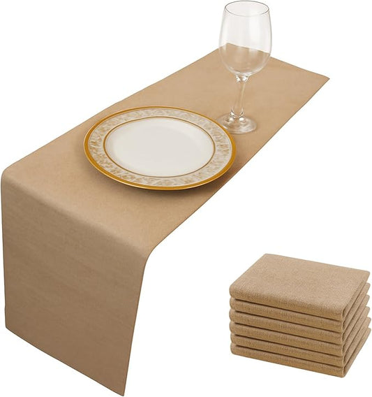 6 Pack Burlap Table Runners 12x72 Inch - Natural Jute Rustic Farmhouse Table Runner Decor for Western Wedding, Farmhouse Party, Holiday & Kitchen Coffee Table (Brown, 12x72 6PC)