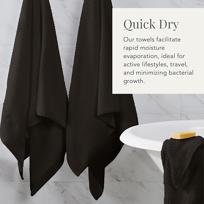 NY Loft 100% Cotton 2 Pack Bath Sheet Towel Set | Extra Large Oversize Bath Towels | Absorbent & Quick-Dry | Textured and Durable Cotton | Black