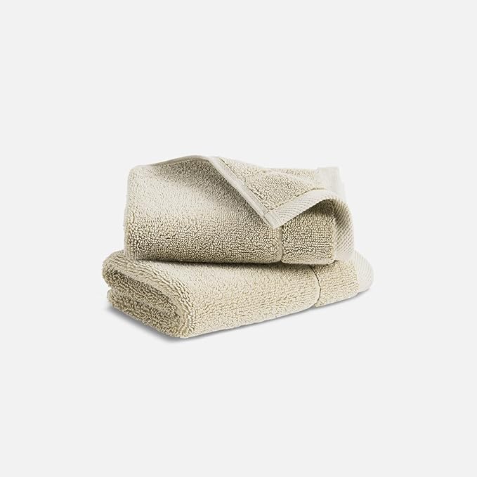Brooklinen Super-Plush Turkish Cotton Washcloths Set of 2 Cotton, 820 GSM, Highly Absorbent, Machine Washable, Perfect for Home & Bathroom (13" x 13", Stone)