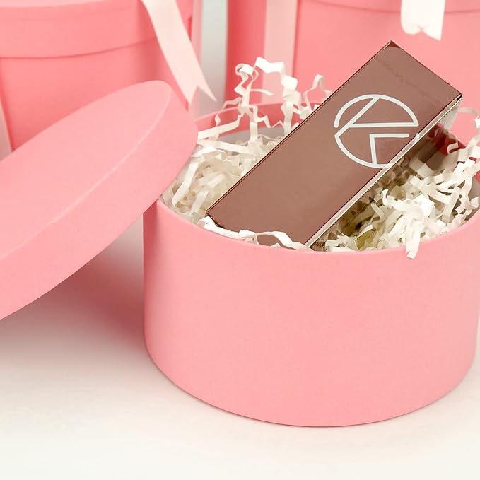 Luxury Nesting Gift Boxes - Pink with Lids, 4 Pack, Small, 17ft Ribbon for Bridesmaid, Valentines, Mother's Day, Graduation