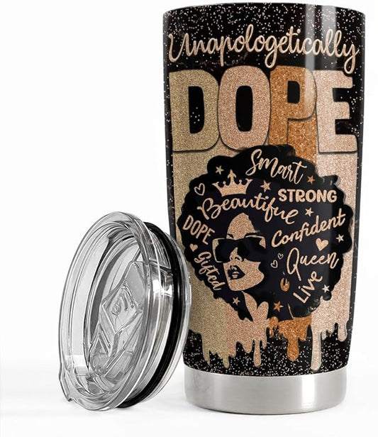 SANDJEST Inspirational Gifts for Women Black Woman Inspiration Tumbler 20oz Stainless Steel Insulated Coffee Travel Mug Cup Motivational Gift for Women Birthday Christmas