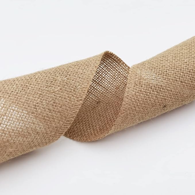 INSPIRELLE 4" Natural Burlap Fabric Roll 10 Yards Jute Ribbon for Gift Wrapping Craft Projects Wedding Decoration Home Decoration 10CM